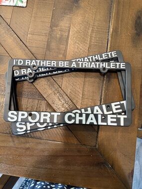 Black License Plate Frame - I'd Rather Be a Triathlete